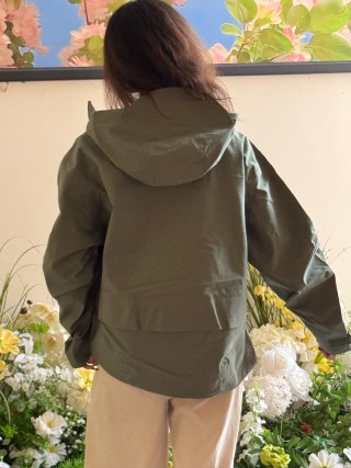 Moss Green Windbreaker Jacket - Lightweight Hooded Softshell view 3