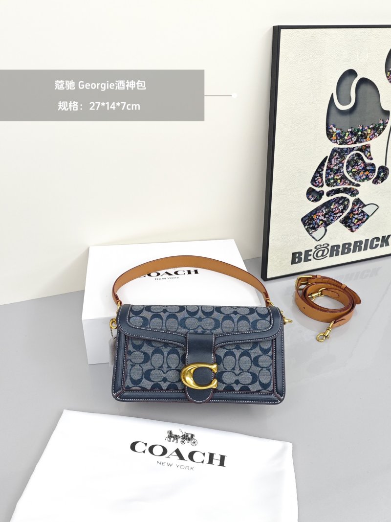Coach Georgie Shoulder Bag Navy Signature Monogram