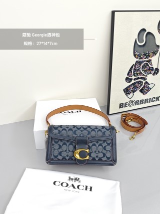 Coach Georgie Shoulder Bag Navy Signature Monogram