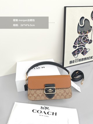 Coach Georgie Shoulder Bag Navy Signature Monogram view 3