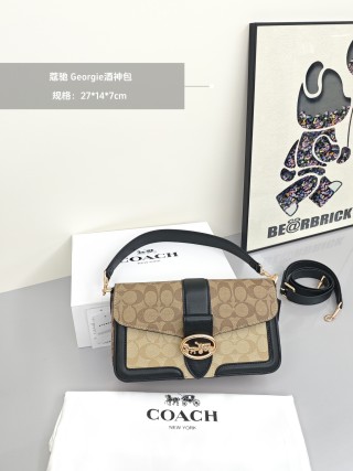 Coach Georgie Shoulder Bag Navy Signature Monogram view 4
