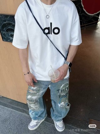 Alo White Logo T-Shirt view 2