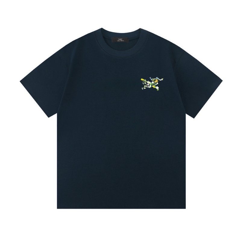 Navy Floral Embroidered Short Sleeve T-Shirt view