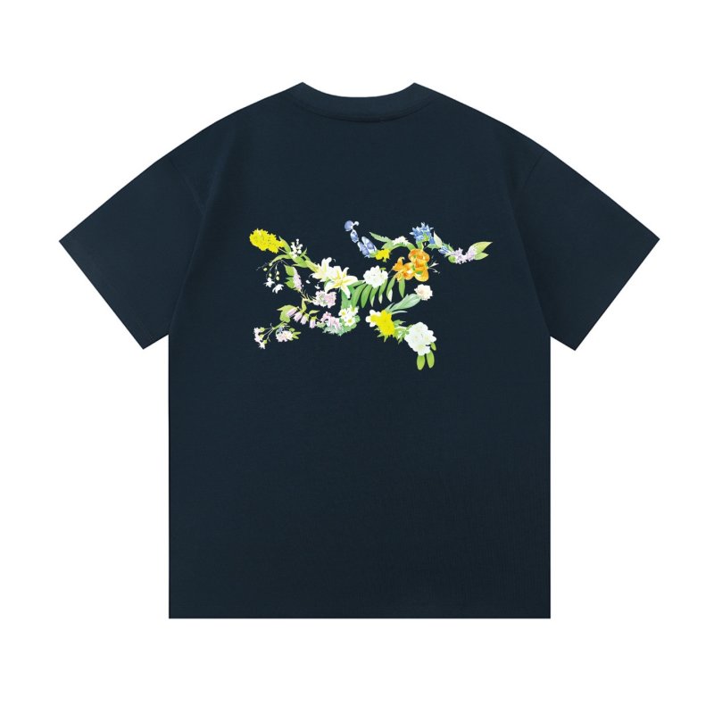 Navy Floral Embroidered Short Sleeve T-Shirt view