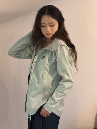 Karao Colorblock Windbreaker Jacket Sage Green & Cream view 2
