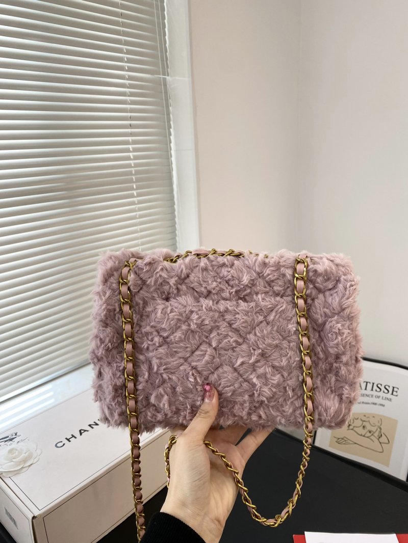 Chanel CF Lamb Wool Quilted Shoulder Bag in Mauve view