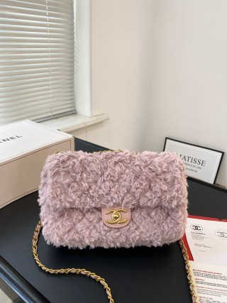 Chanel CF Lamb Wool Quilted Shoulder Bag in Mauve view 4