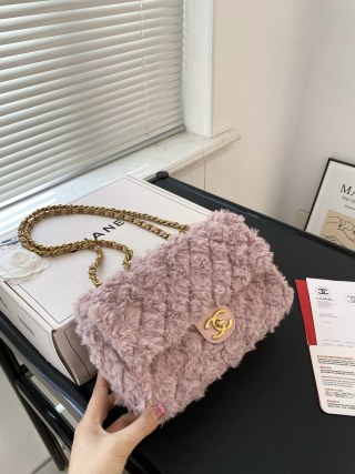 Chanel CF Lamb Wool Quilted Shoulder Bag in Mauve view 5