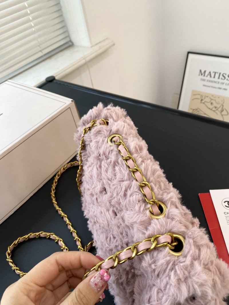 Chanel CF Lamb Wool Quilted Shoulder Bag in Mauve view