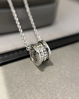 Bvlgari 2024 Charity Studded Silver Pendant Necklace view 2