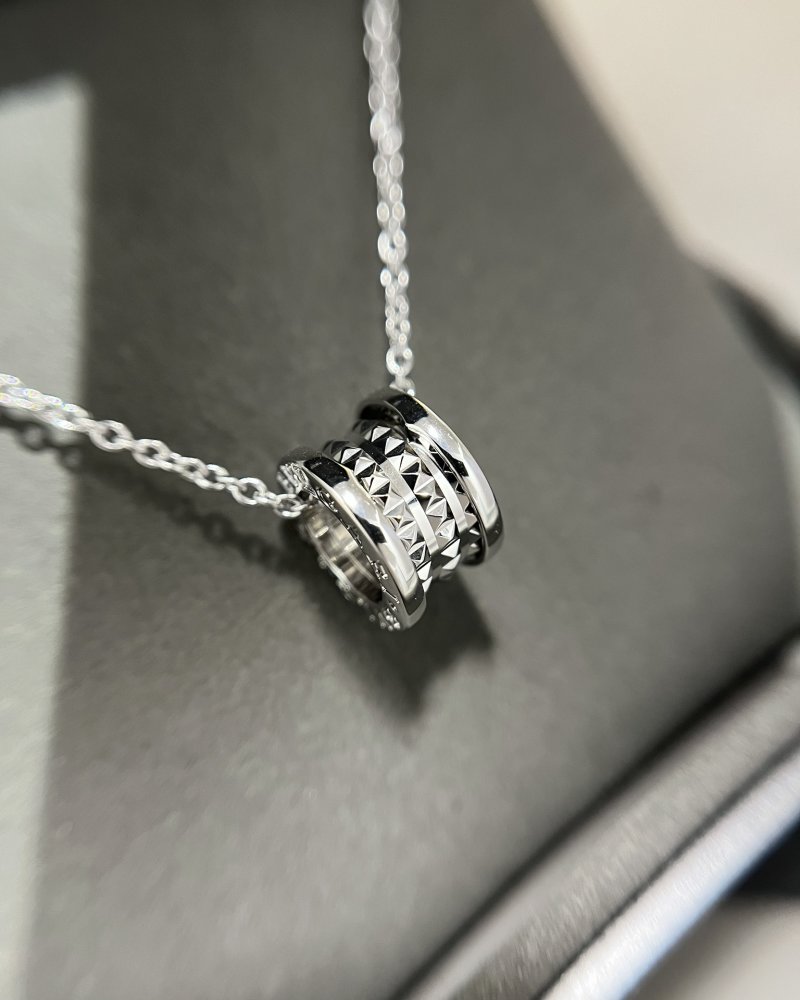 Bvlgari 2024 Charity Studded Silver Pendant Necklace view