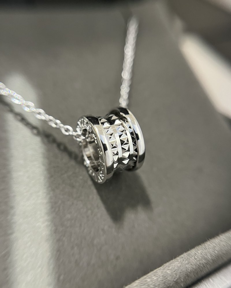 Bvlgari 2024 Charity Studded Silver Pendant Necklace view