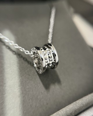 Bvlgari 2024 Charity Studded Silver Pendant Necklace view 4