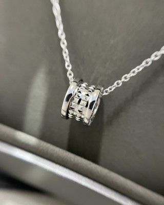 Bvlgari 2024 Charity Studded Silver Pendant Necklace view 5
