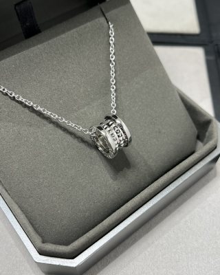 Bvlgari 2024 Charity Studded Silver Pendant Necklace view 8