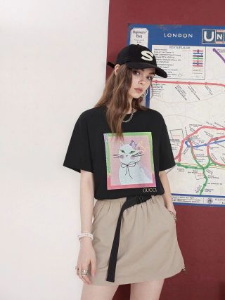 Gucci Cat Graphic Black T-Shirt
