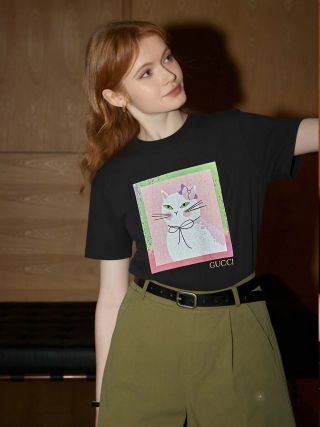 Gucci Cat Graphic Black T-Shirt view 3