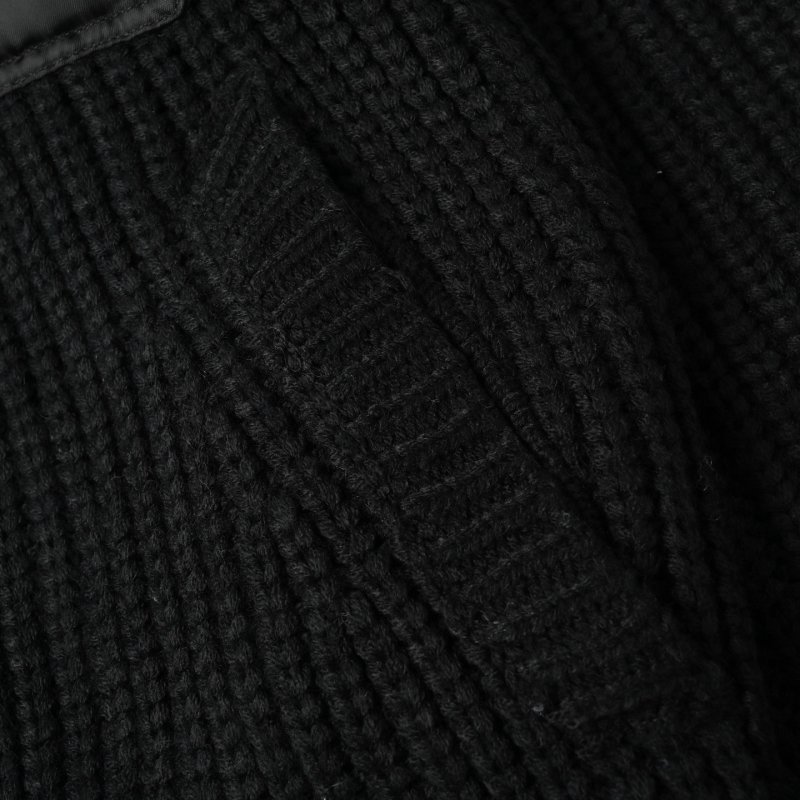 Prada Black Nylon & Ribbed Knit Zip Jacket view
