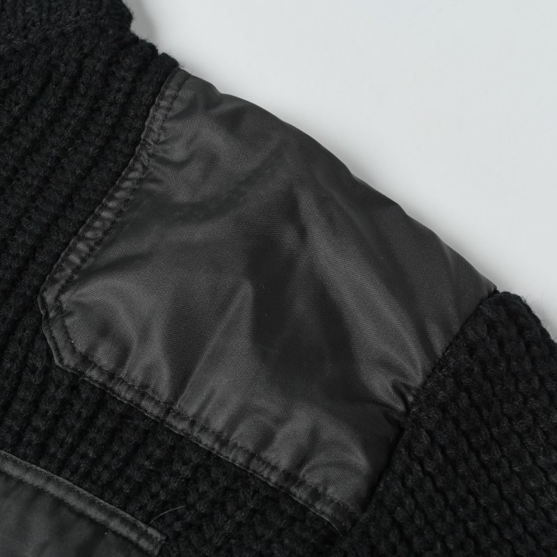 Prada Black Nylon & Ribbed Knit Zip Jacket view