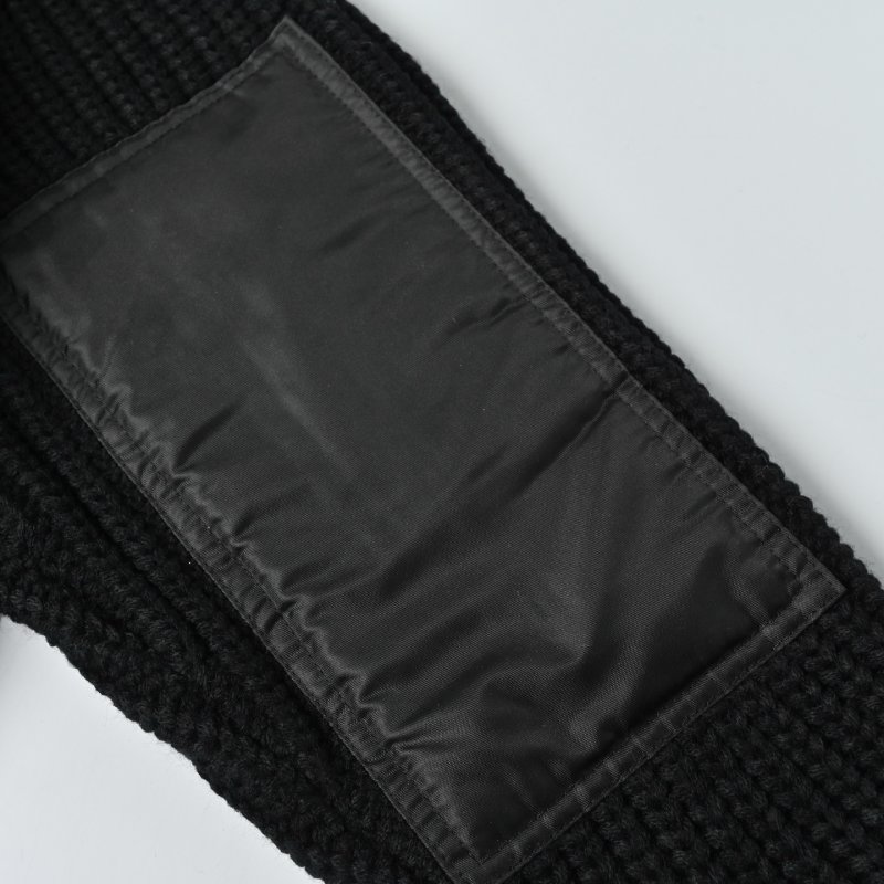 Prada Black Nylon & Ribbed Knit Zip Jacket view