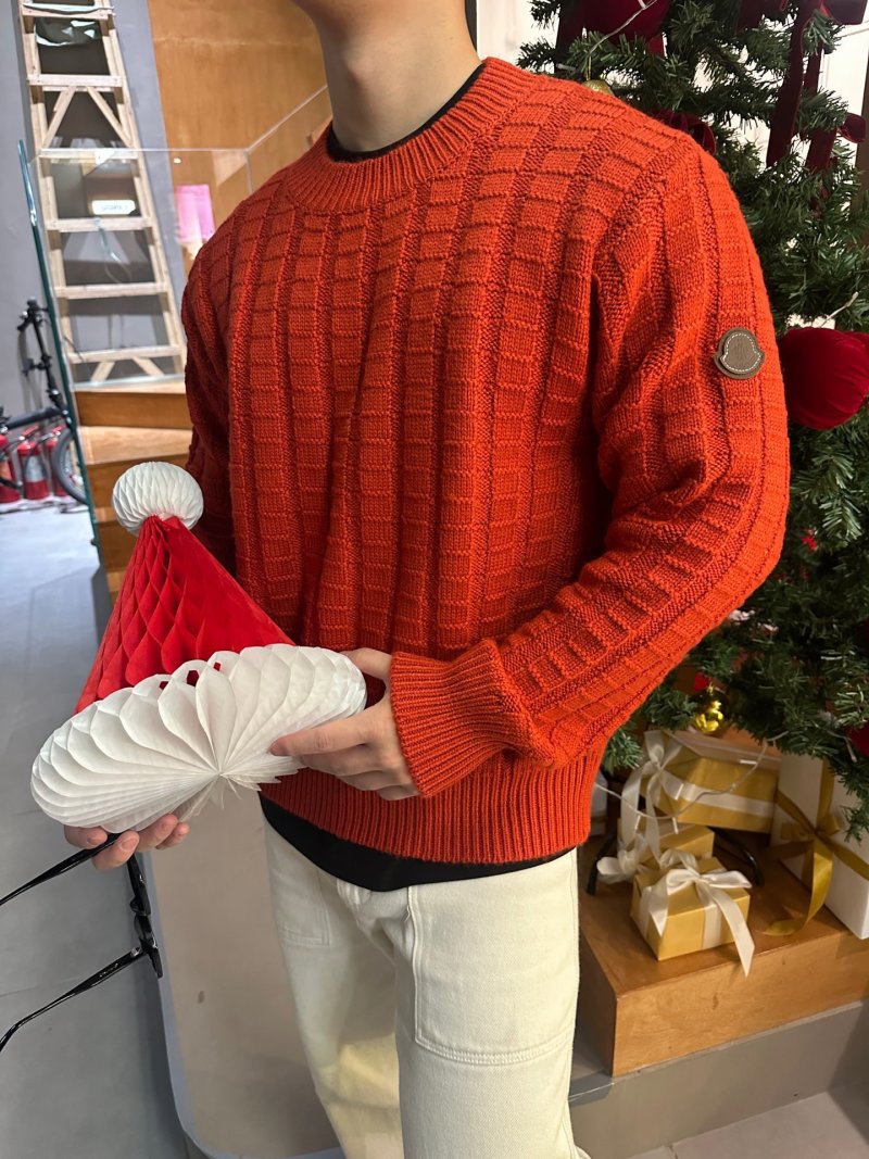 Stone Island Orange Crewneck Knit Sweater