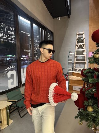 Stone Island Orange Crewneck Knit Sweater view 4