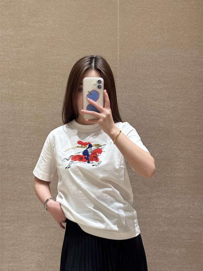 Burberry EKD Embroidered White T-Shirt view