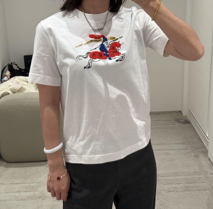 Burberry EKD Embroidered White T-Shirt view