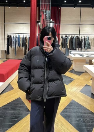 Black Quilted Puffer Down Jacket view 1