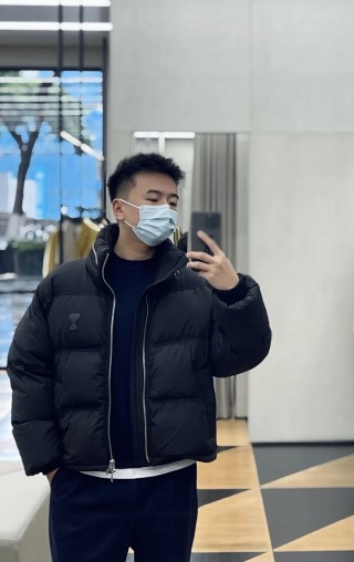 Black Quilted Puffer Down Jacket view 3