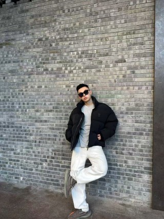 Black Quilted Puffer Down Jacket view 6