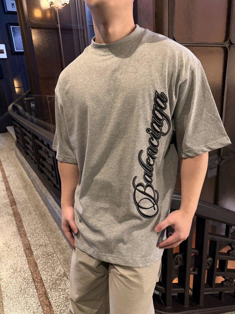 Balenciaga Grey Vertical Logo T-Shirt