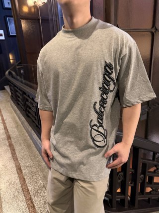 Balenciaga Grey Vertical Logo T-Shirt