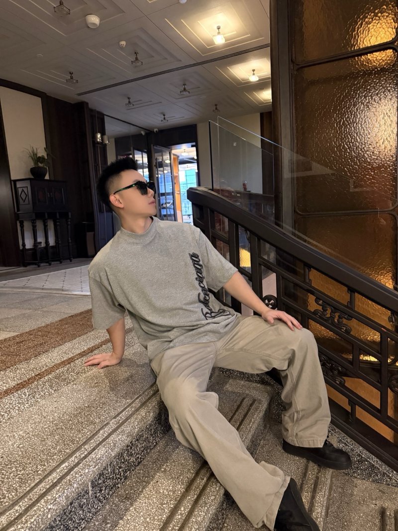 Balenciaga Grey Vertical Logo T-Shirt view