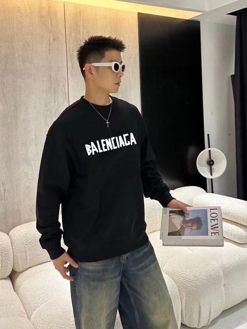Balenciaga Mixed Logo Print Crew Neck Sweatshirt Black view