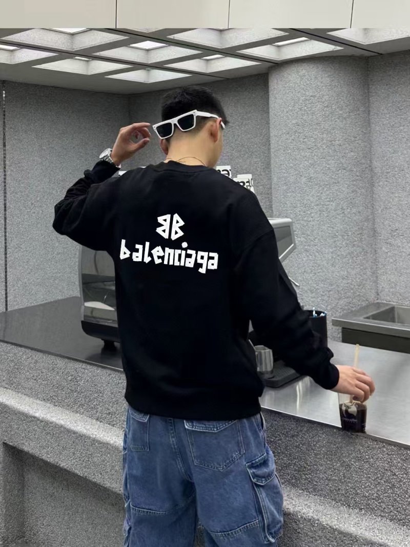 Balenciaga Mixed Logo Print Crew Neck Sweatshirt Black view