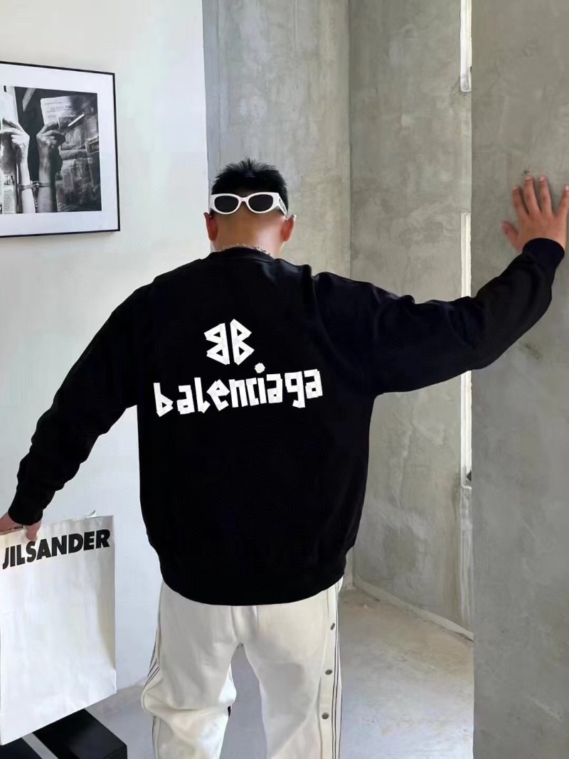 Balenciaga Mixed Logo Print Crew Neck Sweatshirt Black view