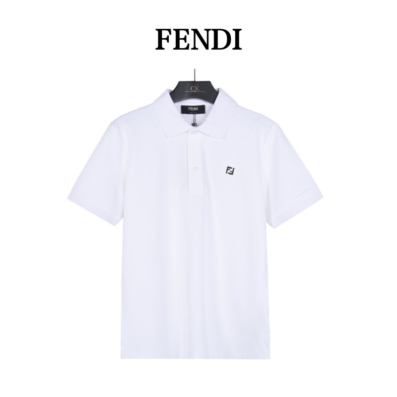 Fendi White Short-Sleeve Polo Shirt view