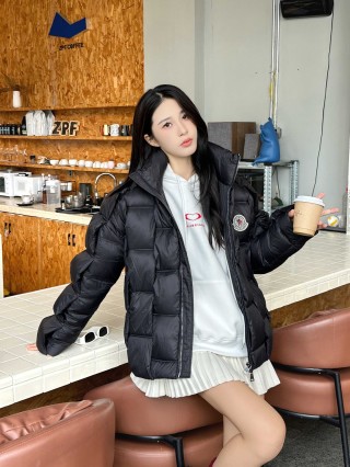 Black Puffer Down Jacket - Women's Quilted Winter Coat view 1
