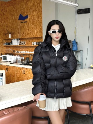 Black Puffer Down Jacket - Women's Quilted Winter Coat view 3