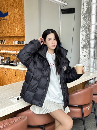 Black Puffer Down Jacket - Women's Quilted Winter Coat view 4