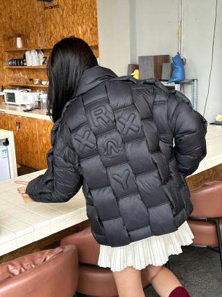 Black Puffer Down Jacket - Women's Quilted Winter Coat view 8
