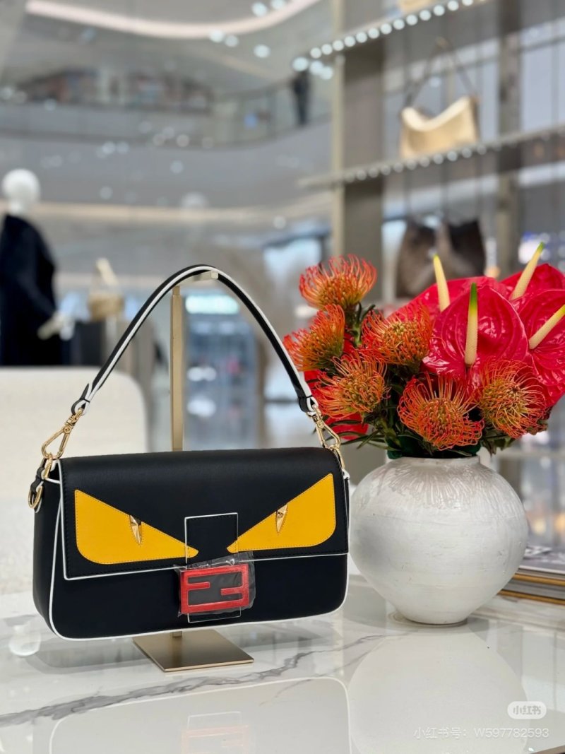 Fendi Monster Eye Black & Yellow Shoulder Bag