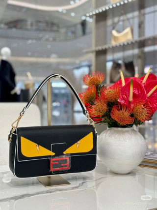 Fendi Monster Eye Black & Yellow Shoulder Bag view 1