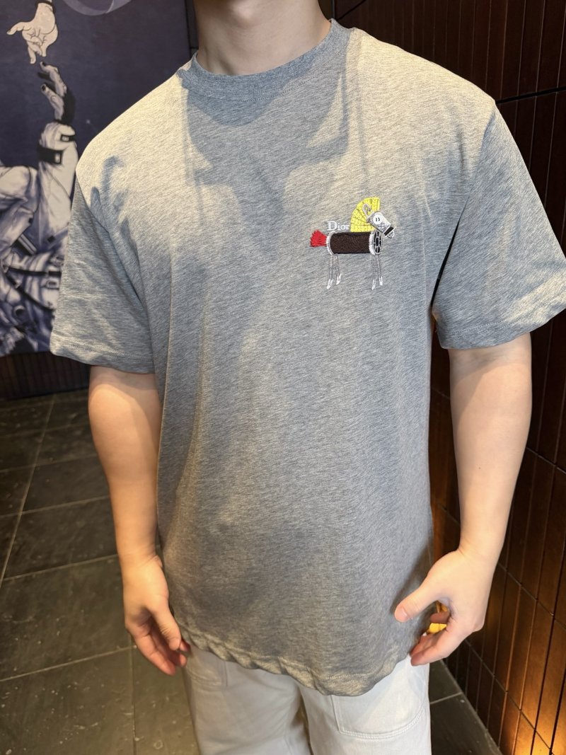 Dior Bee Embroidered Grey T-Shirt