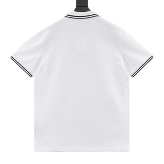 Dior Cursive Letter Embroidered Polo Shirt White view 2