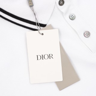 Dior Cursive Letter Embroidered Polo Shirt White view 5