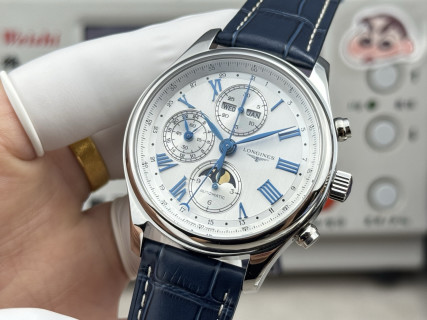 Longines Master Collection Moon Phase Chronograph 42mm Silver view 3