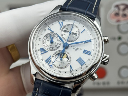 Longines Master Collection Moon Phase Chronograph 42mm Silver view 5