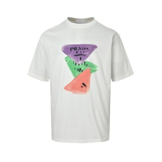 Prada Colorblock Graphic White T-Shirt view 7